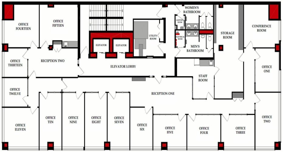 Great Layout - 2 Receptions [As Desired], Many Offices, Kitchen, Storage, 2 Washrms