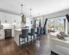 Kitchen with view of spacious deck through the extra-wide (8') sliding doors