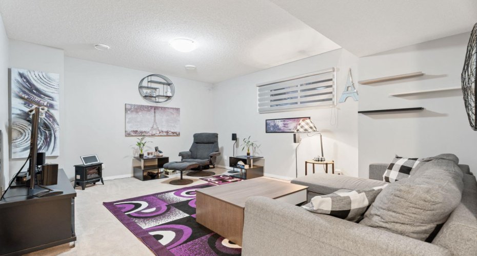 family room in basement