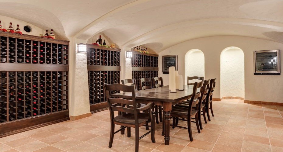 Wine cellar with barrel vaulted ceiling