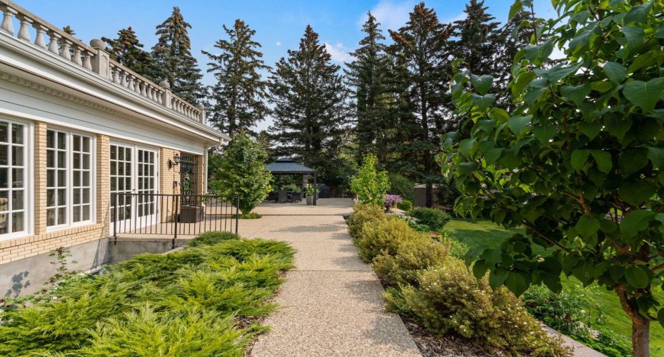 Classical architectural details in a park-like setting