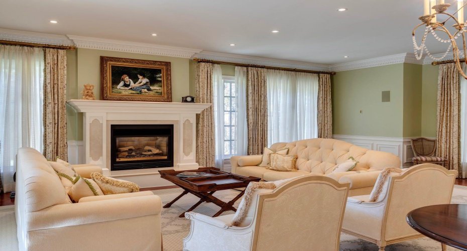 Formal living room with mulitple seating areas