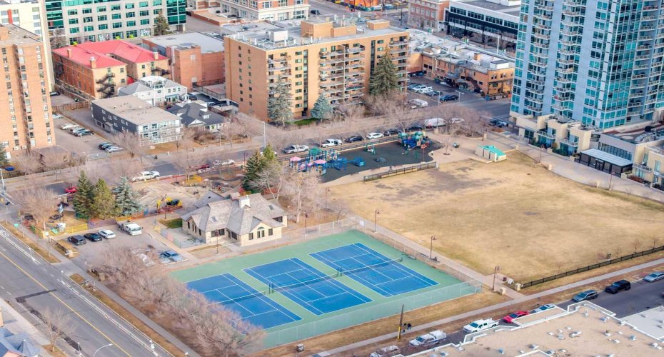 Aerial - views of Haultain Park & Tennis Courts