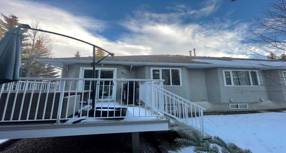 Steps down from deck to the grass