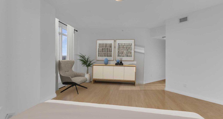 Primary bedroom with furniture placement options