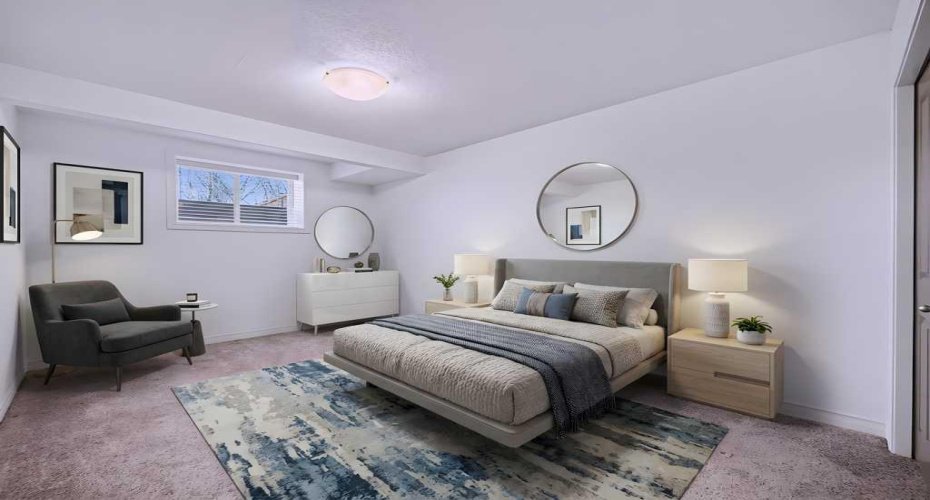 Basement bedroom staged