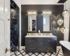 STUNNING 6 PIECE ENSUITE WITH LARGE DOUBLE VANITY WITH RESTORATION HARDWARE TAPS/FAUCETS