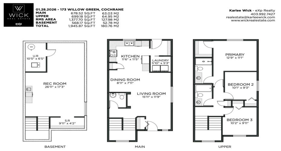 173 Willow Green, Cochrane, Alberta T4C 0Y9, 3 Bedrooms Bedrooms, ,3 BathroomsBathrooms,Residential,For Sale,Willow,A2282481