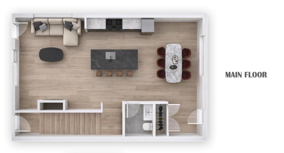 Floorplan of mirrored unit.