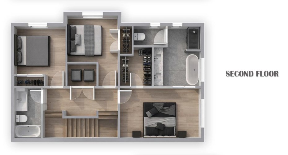 Floorplan of mirrored unit.