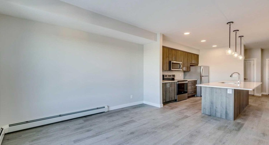 Living room looking into kitchen