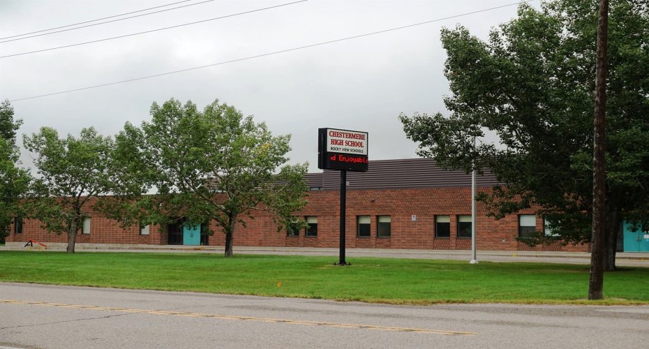 Chestermere High School lest and half a kilometer away.