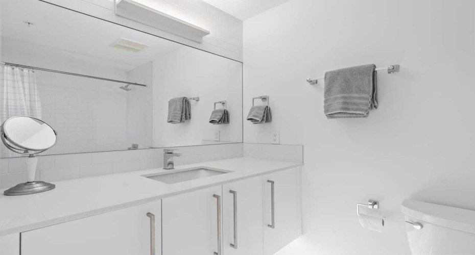 Primary Ensuite with undermount Lighting and quartz counters
