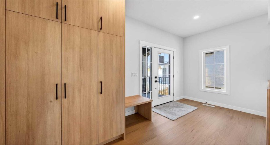Foyer with built in storage.