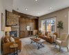 Virtually staged basement family room