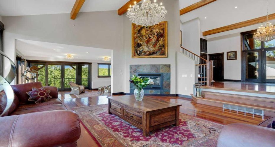Living room with family room beyond