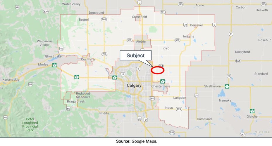Location w proximity to Chestermere, Airdrie, Strathmore,