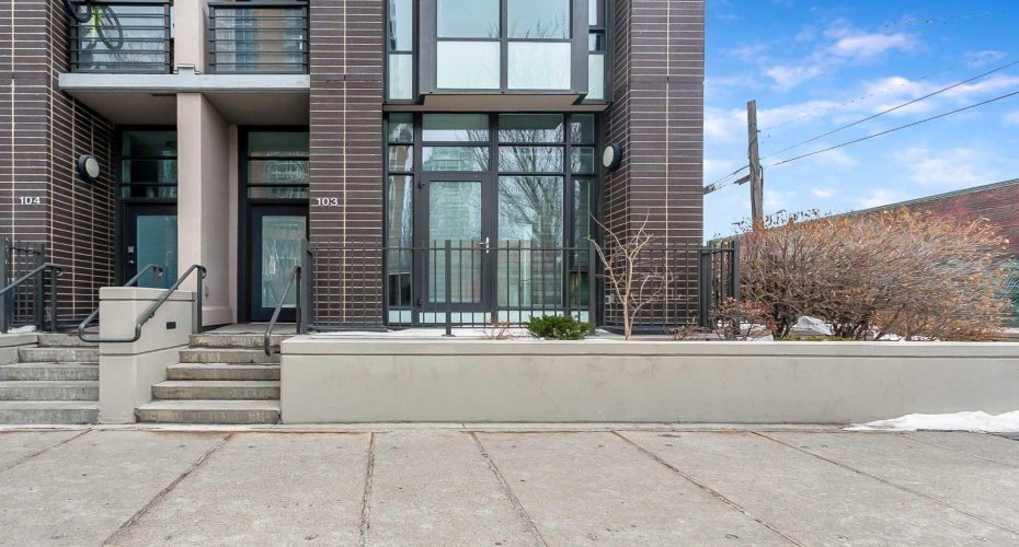 Corner townhome unit with a west and south facing patio space.