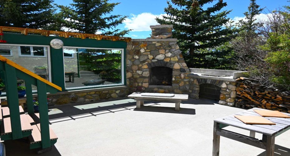 Outdoor fireplace and patio