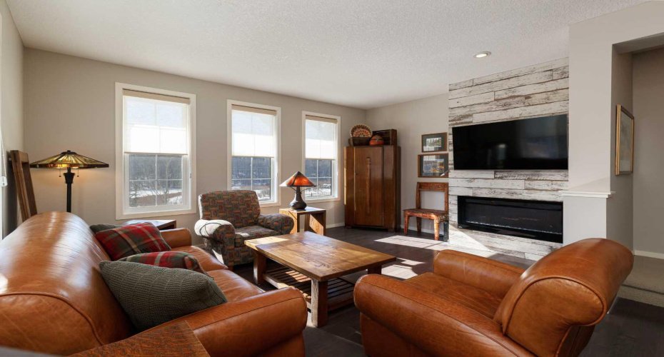Fireplace with barn wood facade