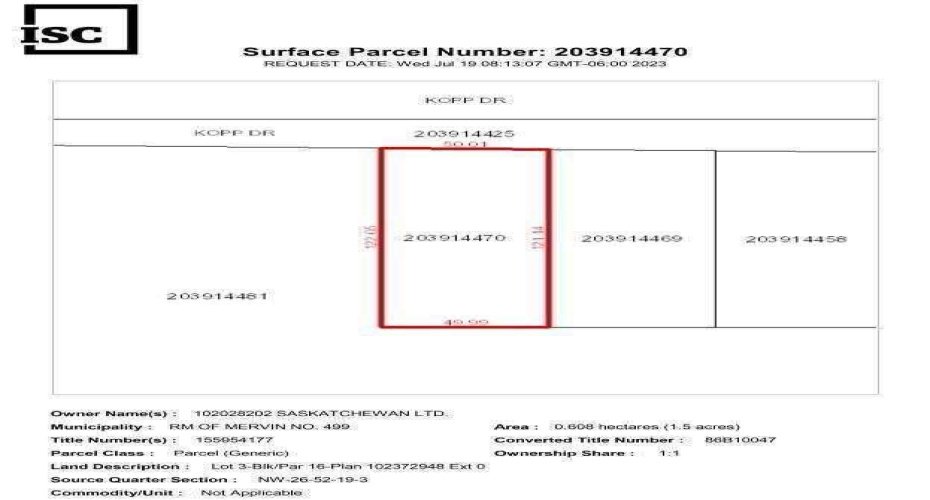 3 Kopp Drive, Turtle Lake, Saskatchewan S0M2Y0, ,Land,For Sale,Kopp,A2290986
