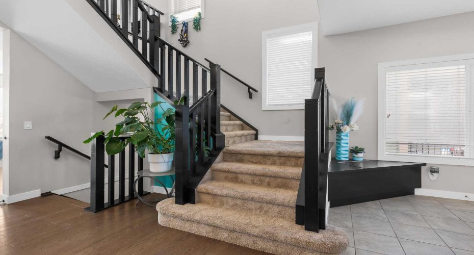 Gorgeous staircase to upper and lower levels