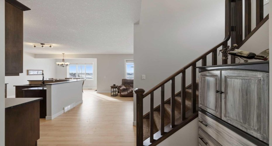 Open railing leading upstairs.