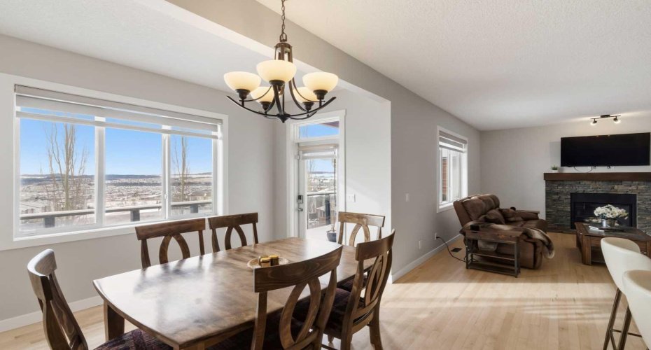 Dining area with views and access onto the south deck.
