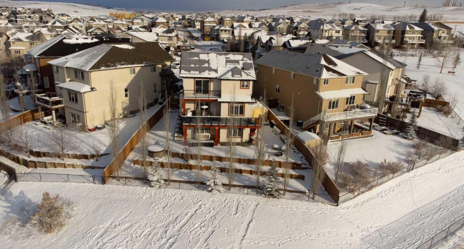 Solar panels along the south side of the roof.