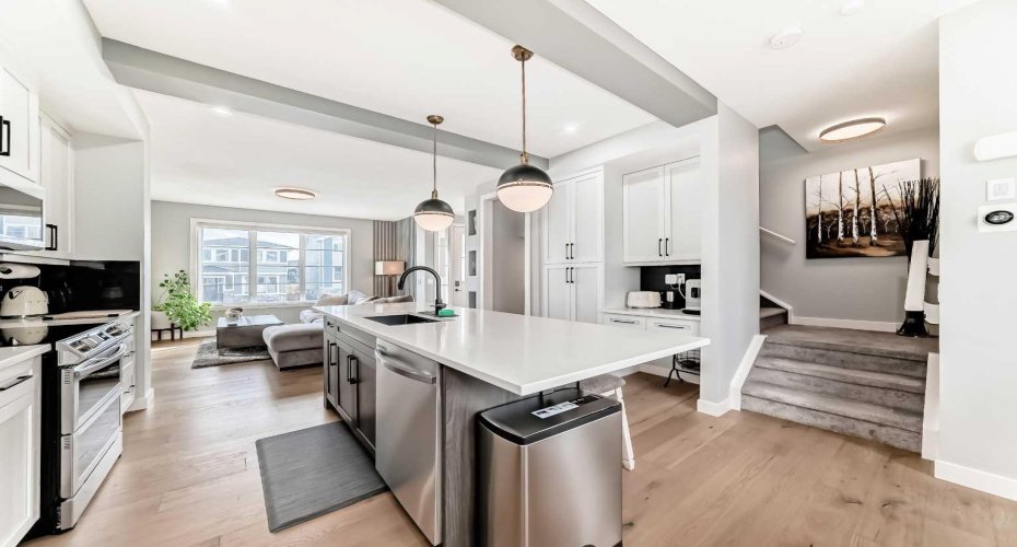 Engineered hardwood flooring throughout the main floor