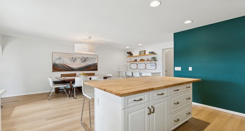 Island and dining area