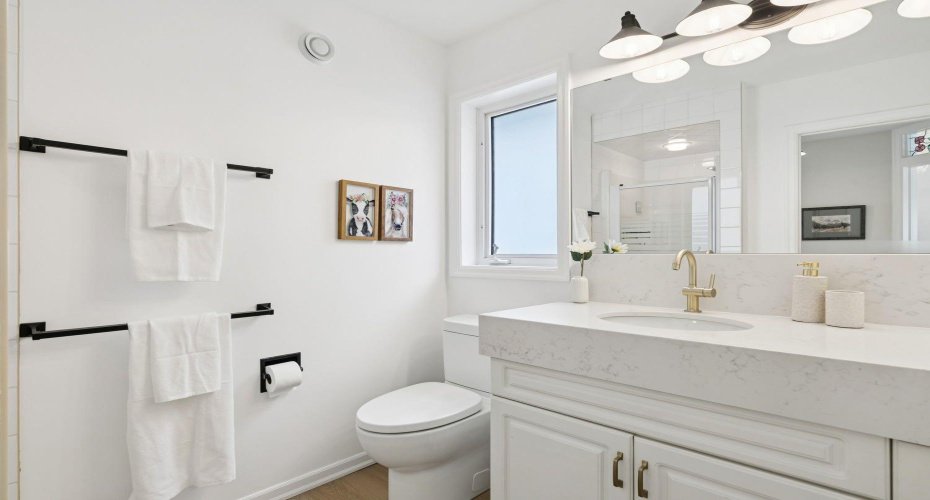 Upstairs three-piece bathroom