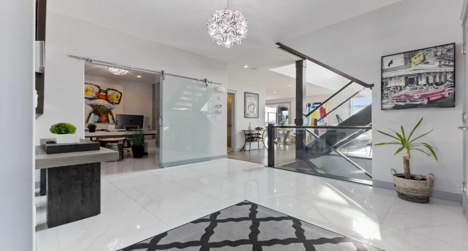 Office on main floor sliding glass door