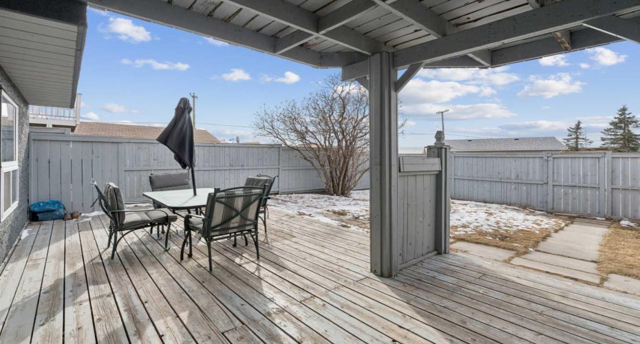 Platform deck off of the walk-out basement entrance