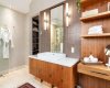 Walnut cabinetry in ensuite & heated flooring