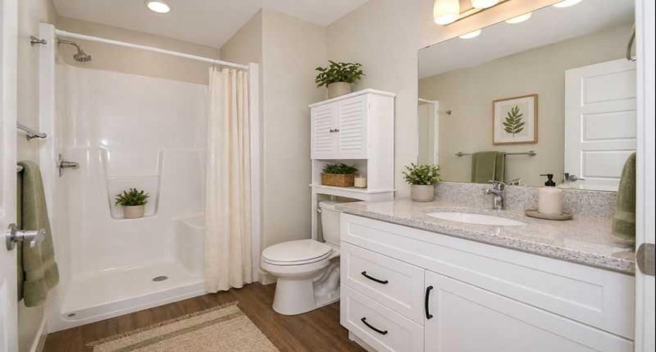 Ensuite bathroom 3 piece This photo is staged