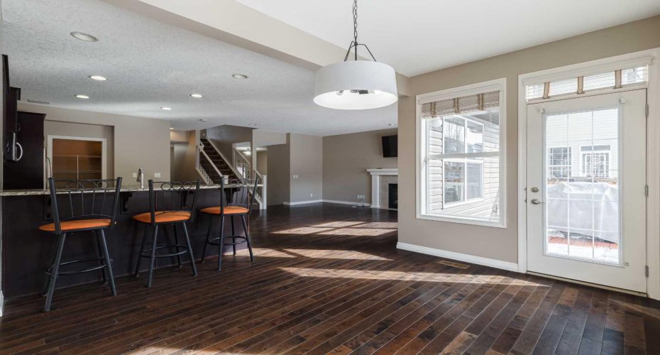 A nice view of the dining room patio door to the back deck