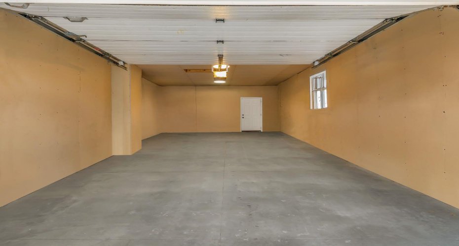 garage with storage shelves