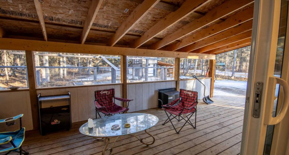 Large covered east deck