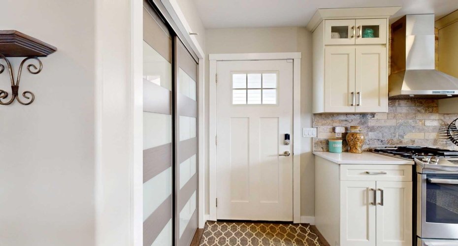 side door to detached garage
