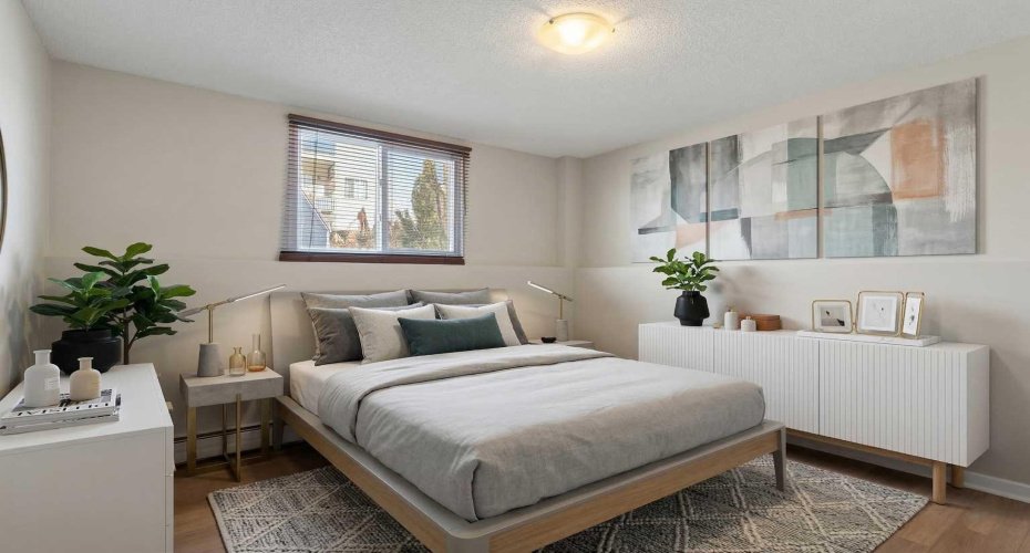 Virtually staged primary bedroom