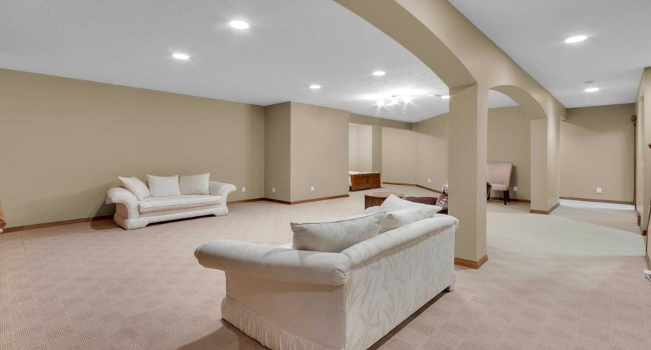 spacious family room in the finished basement