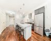 Open kitchen with island, quartz countertops