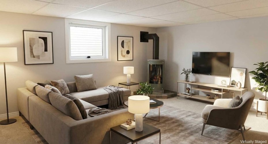 Basement Living Area Fire place
