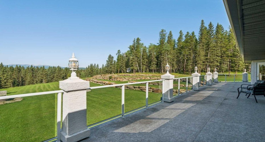 Part of expansive deck with lamps
