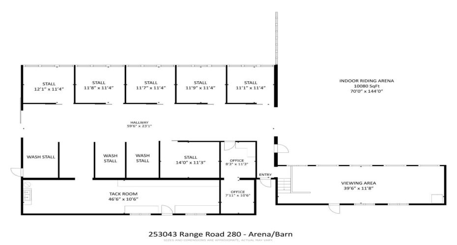 This stable is attached to the indoor riding arena.