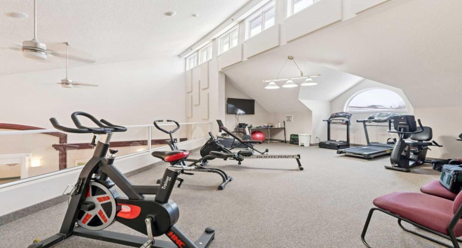 Lofted Fitness Area overlooks the main hall.