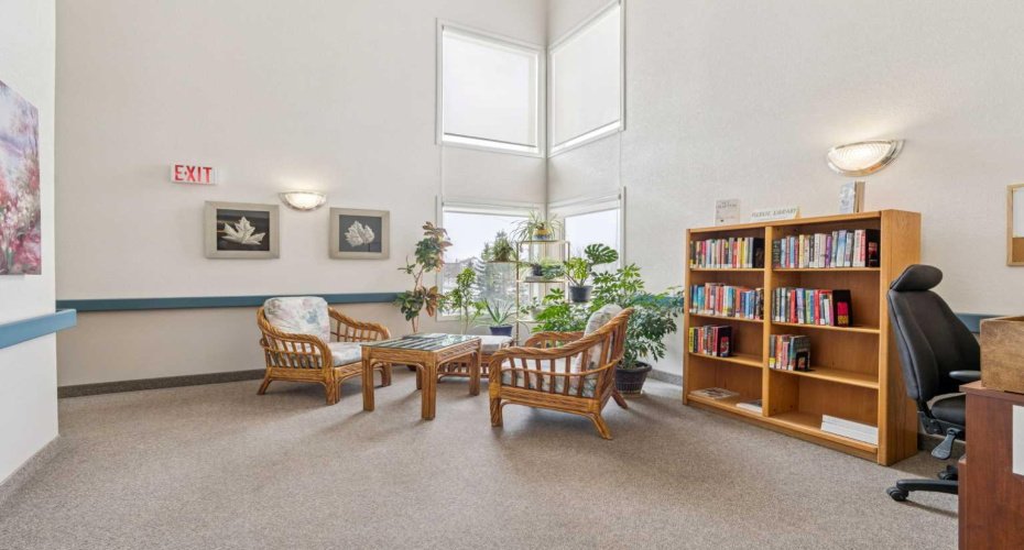 The 3rd level houses a sunny reading room.