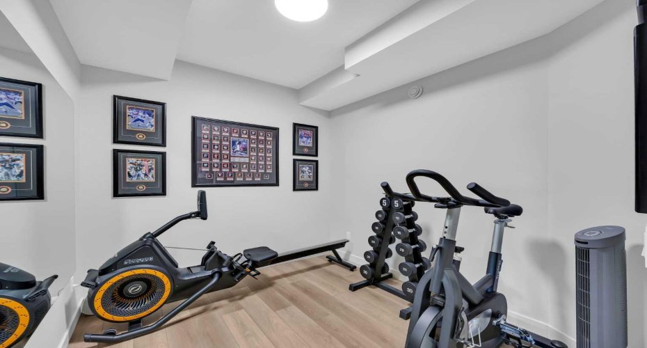 Basement den provides perfect spot for gym, office or another flex space
