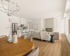 Kitchen opens to both living and dining area.